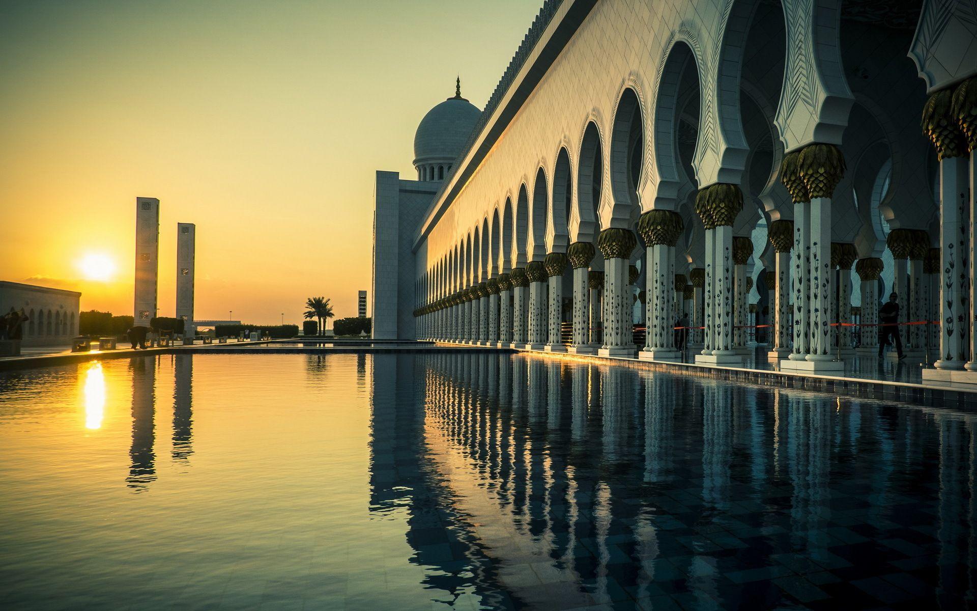 Grand Mosque Abu Dhabi Sunset wallpapers