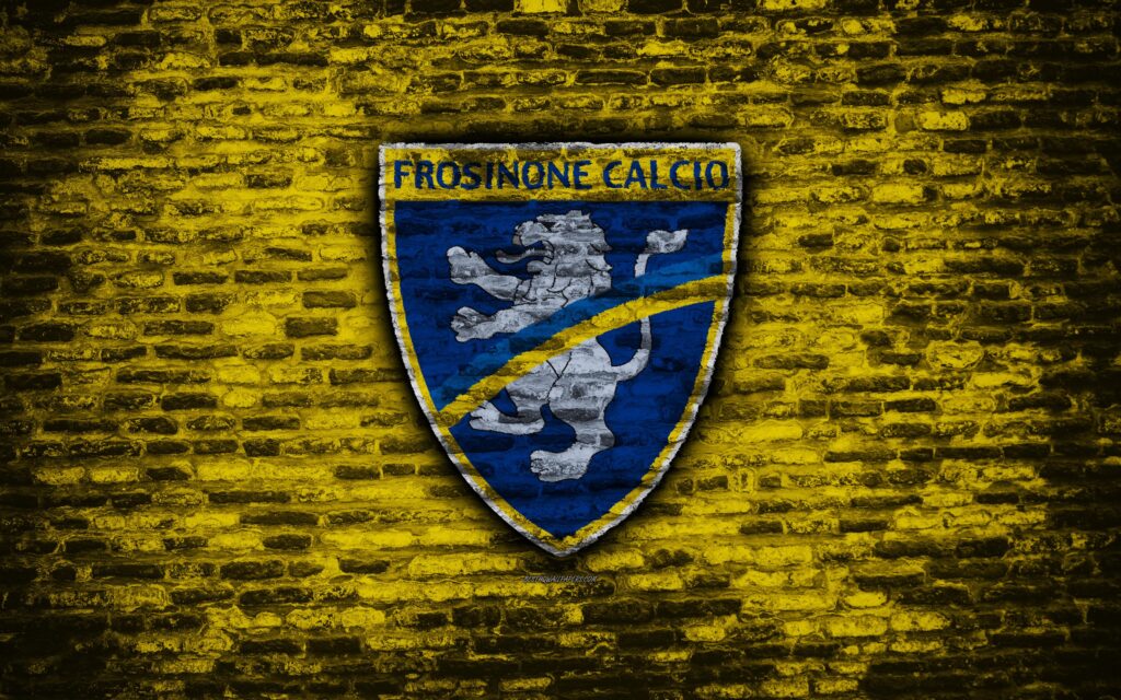 Download wallpapers Frosinone FC, k, logo, brick wall, Serie A