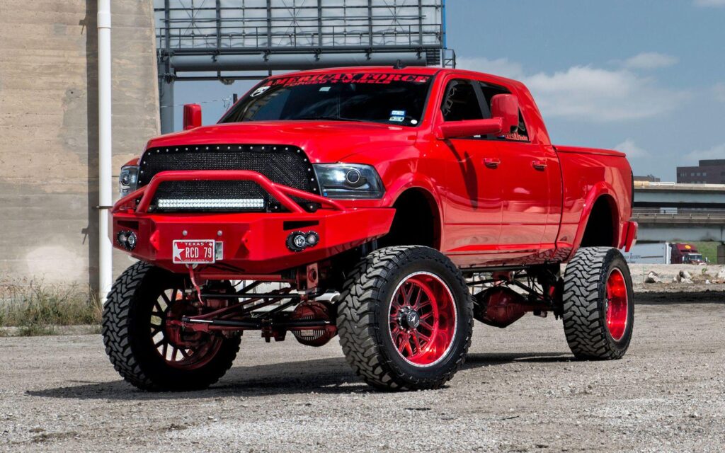 Dodge Ram Body Lift Heavy Duty Truck Red Custom Wheels