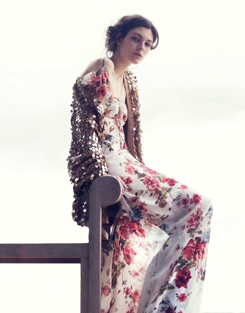 Vittoria Ceretti Models Spring’s Romantic Dresses for Vogue China