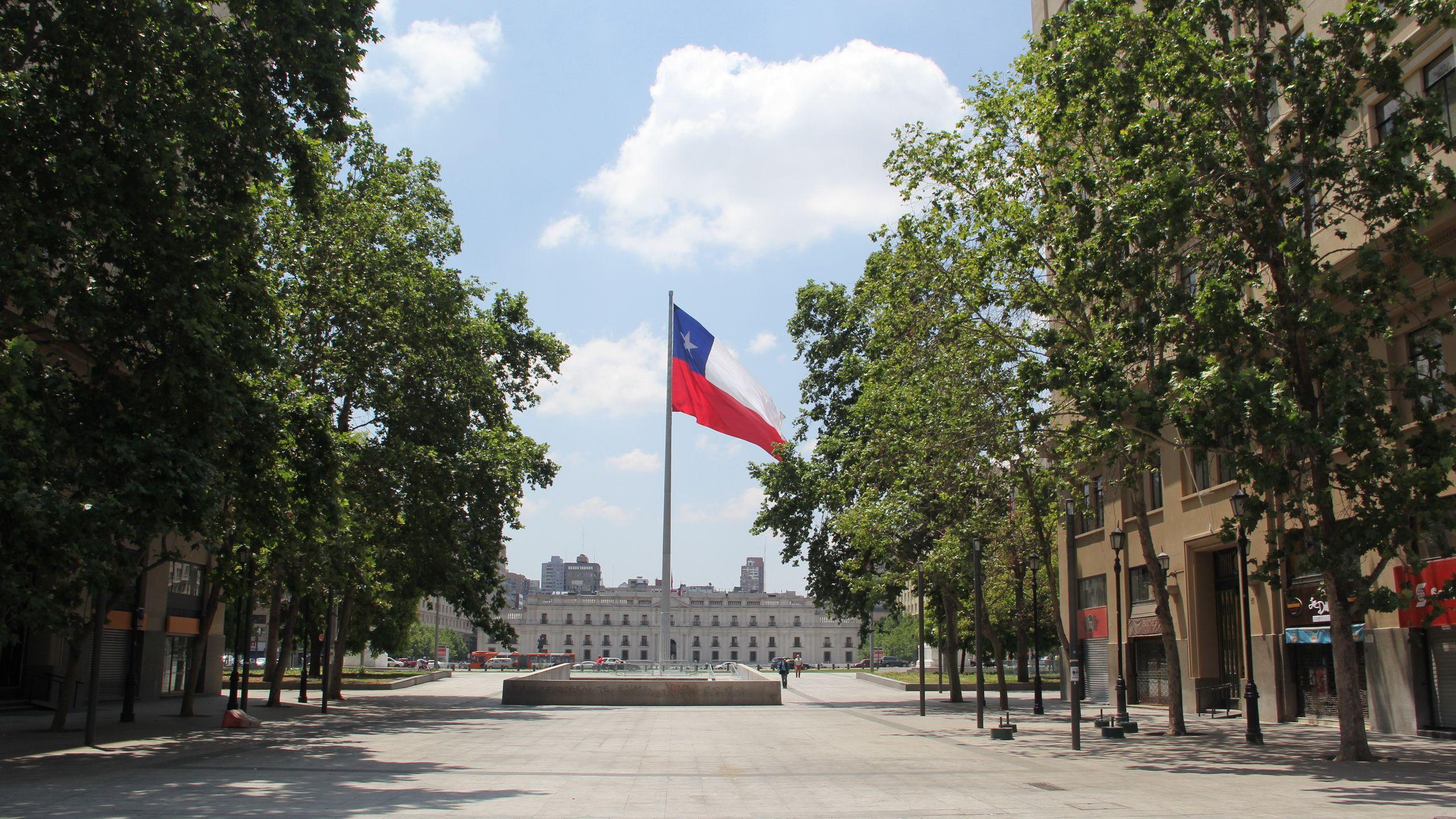 Santiago Chile Flag Street Trees Cities