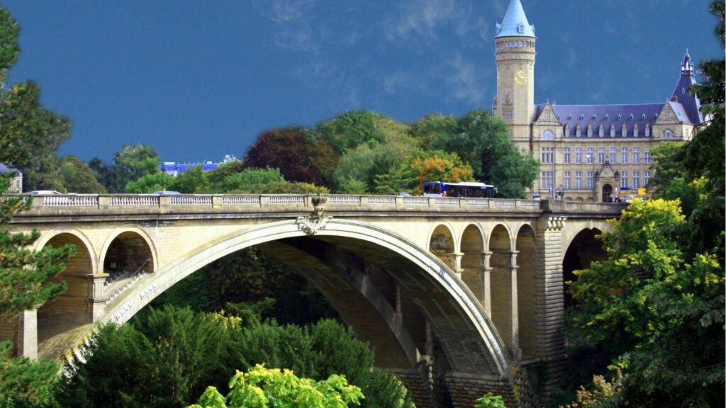 Bridges Beautiful Arched Bridge Luxembourg Church Arch Trees High