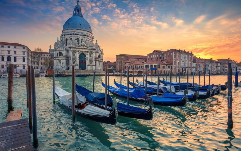 Wallpapers Venice, Grand Canal, boats, cathedral, Italy HD