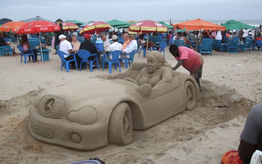 City Life In Accra, Sand Sculpture Mercedes Car