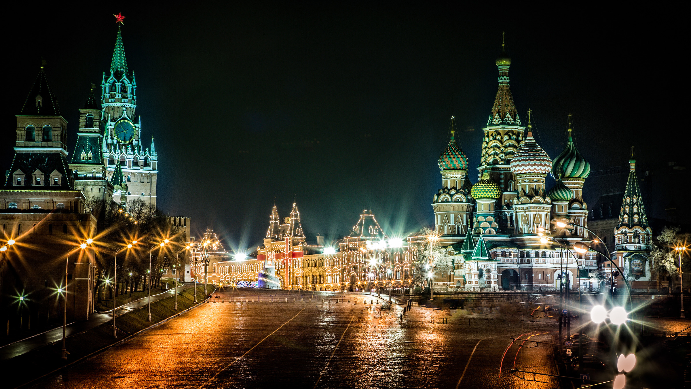 Red Square by Night, Moscow, Russia widescreen wallpapers