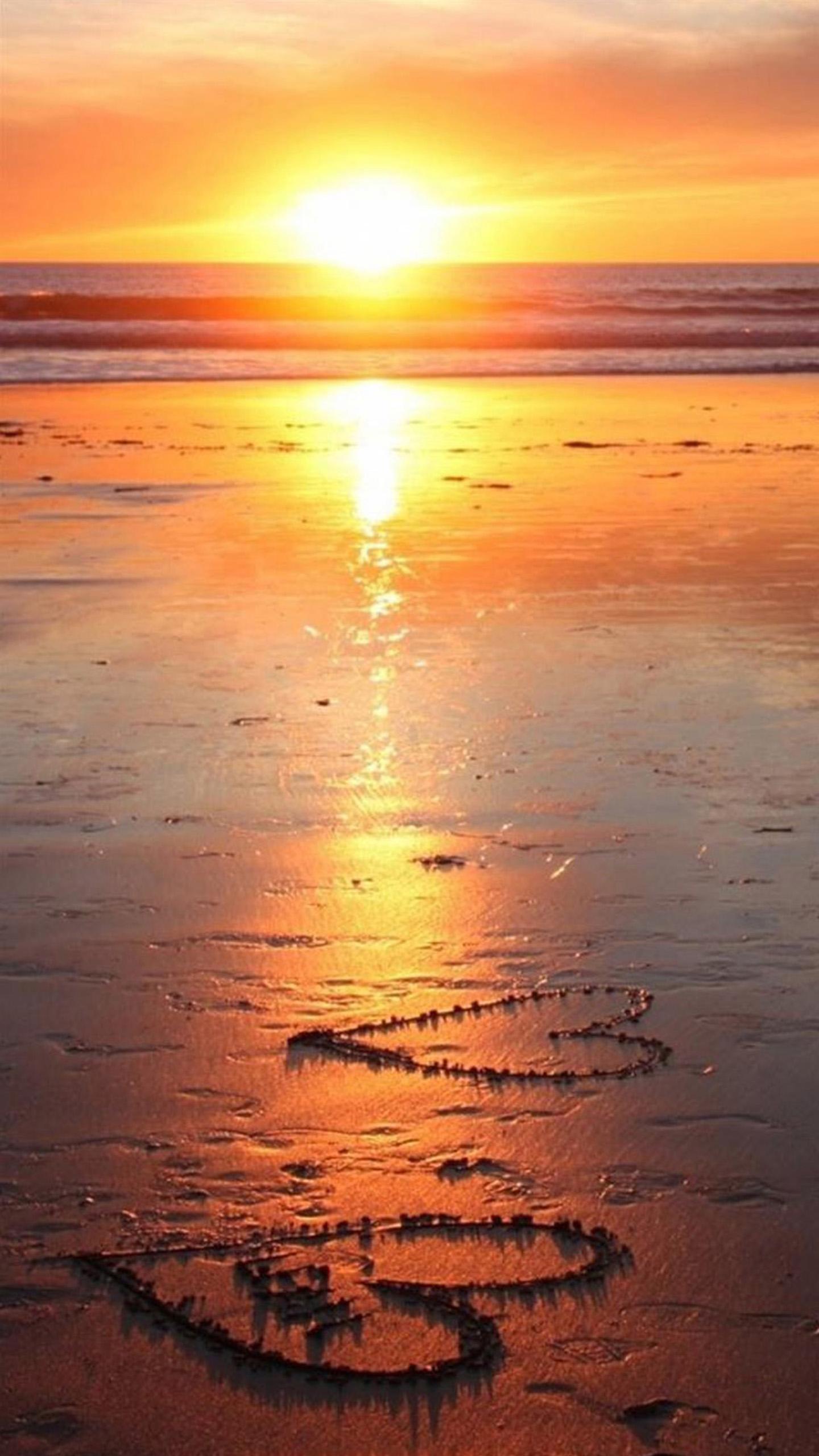 Romantic sunset beach Galaxy S Wallpapers