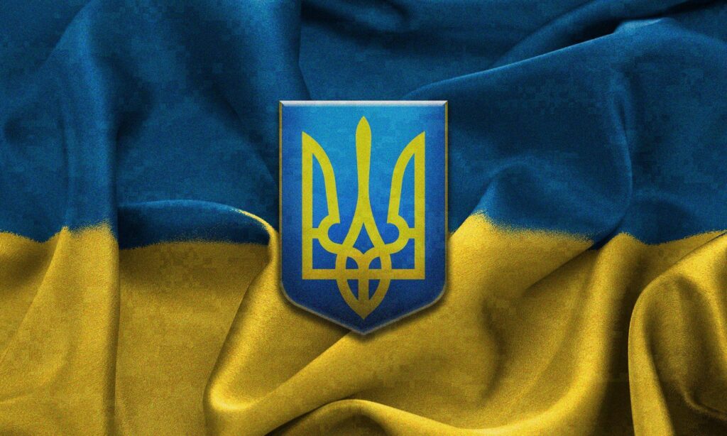 Ukraine flag coat of arms trident yellow blue 2K wallpapers