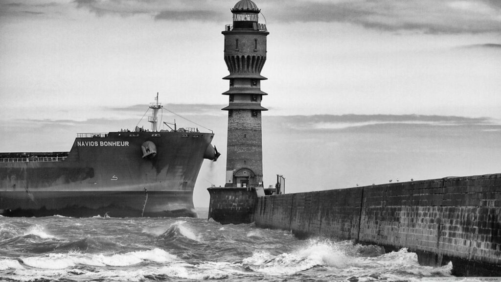 Dunkirk Lighthouse Black And White 2K desk 4K wallpapers