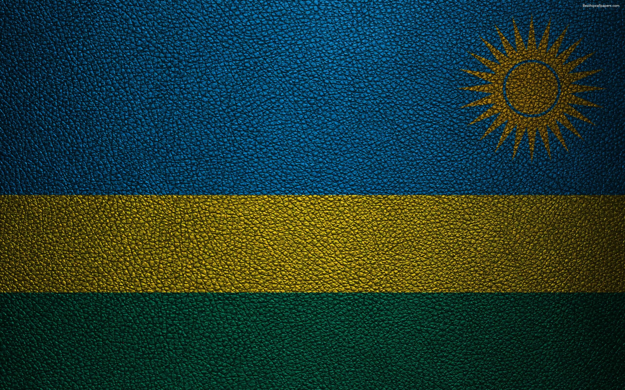 Download wallpapers Flag of Rwanda, Africa, K, leather texture