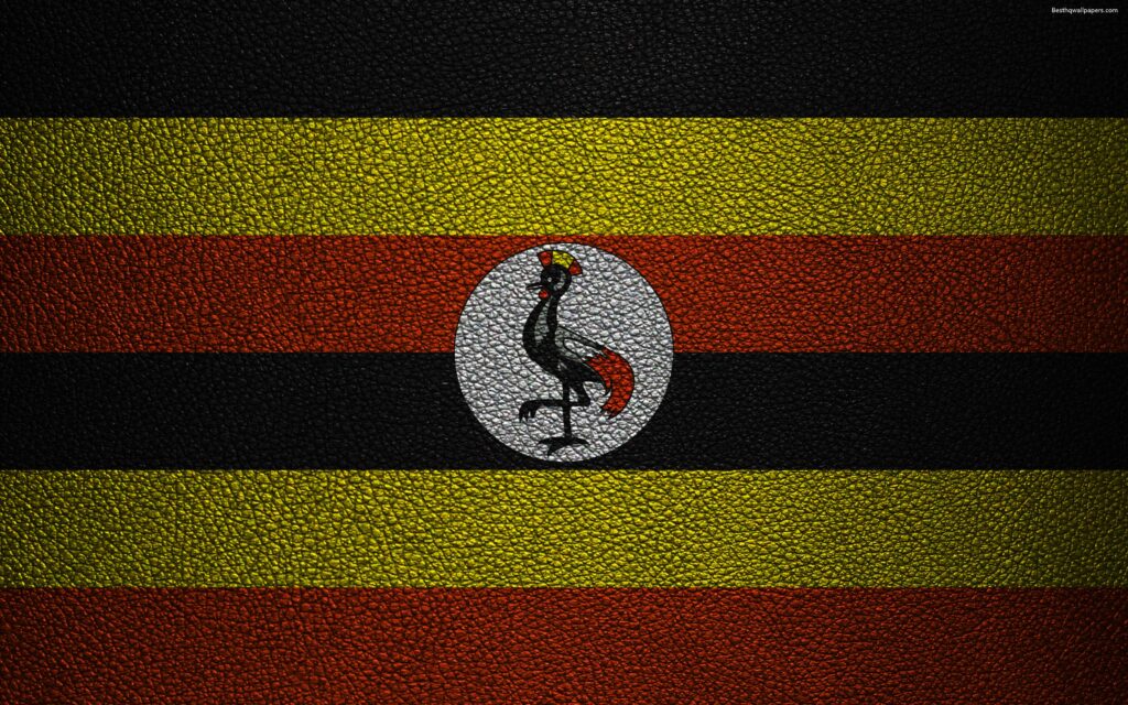 Download wallpapers Flag of Uganda, Africa, K, leather texture