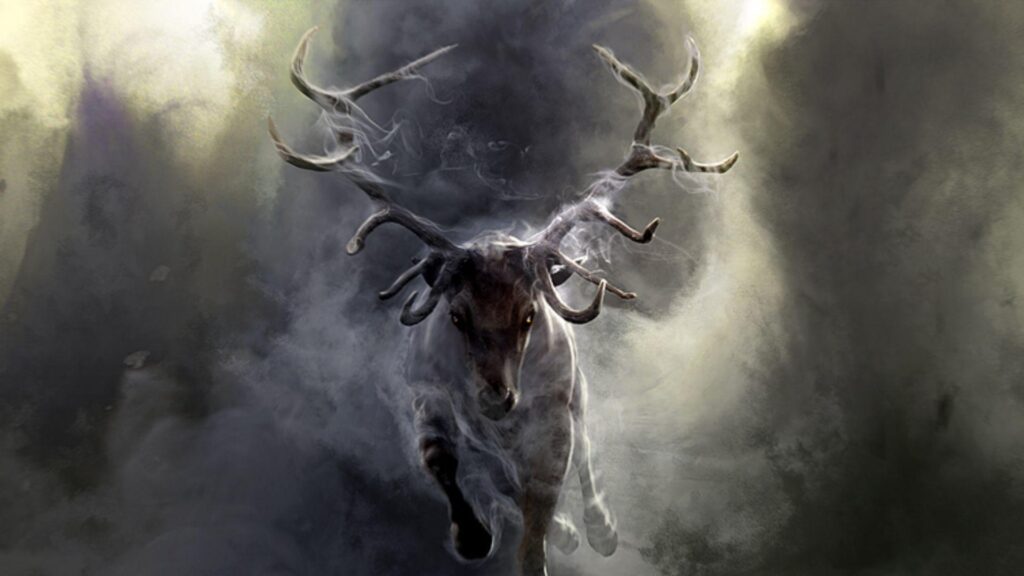 Wallpapers deer, sky, smoke, horns, Run, darkness, screenshot, horn