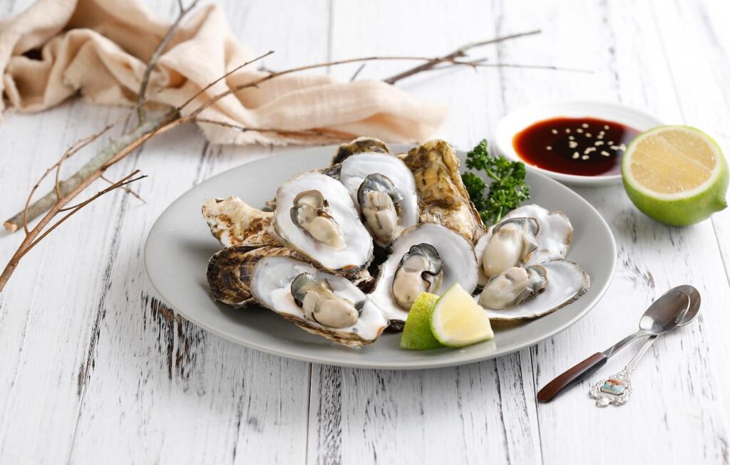 Wallpapers lime, seafood, soy sauce, mussels Wallpaper for