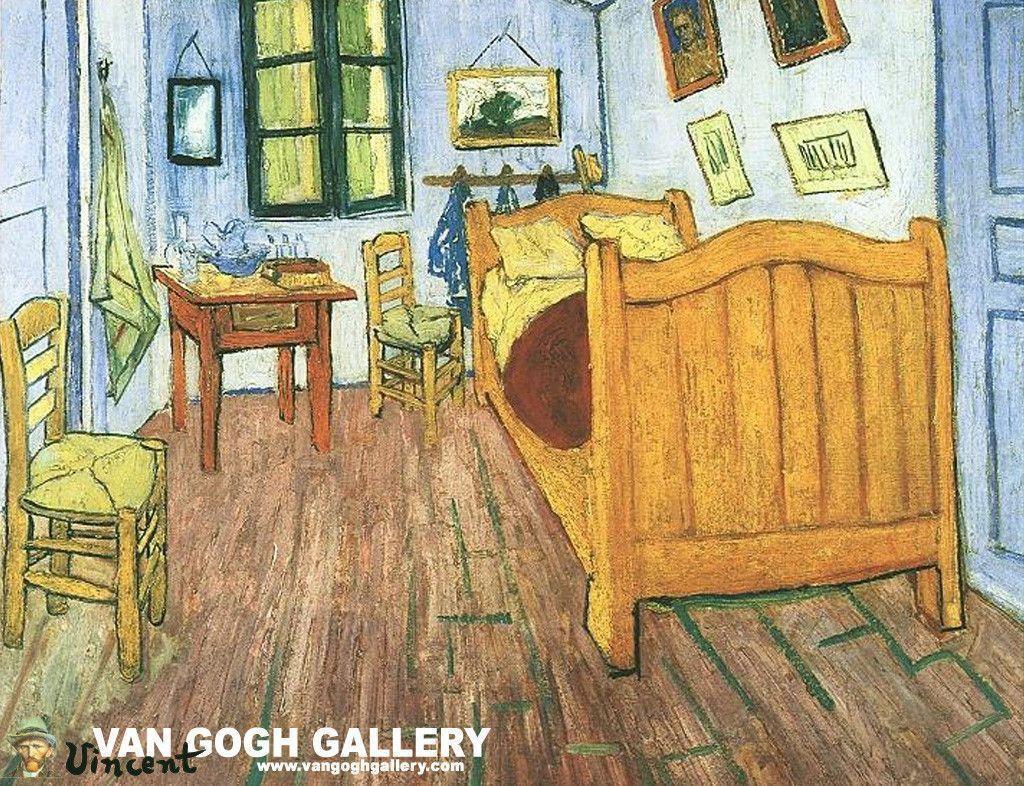 Van Gogh Bedroom Painting Desk 4K Wallpapers