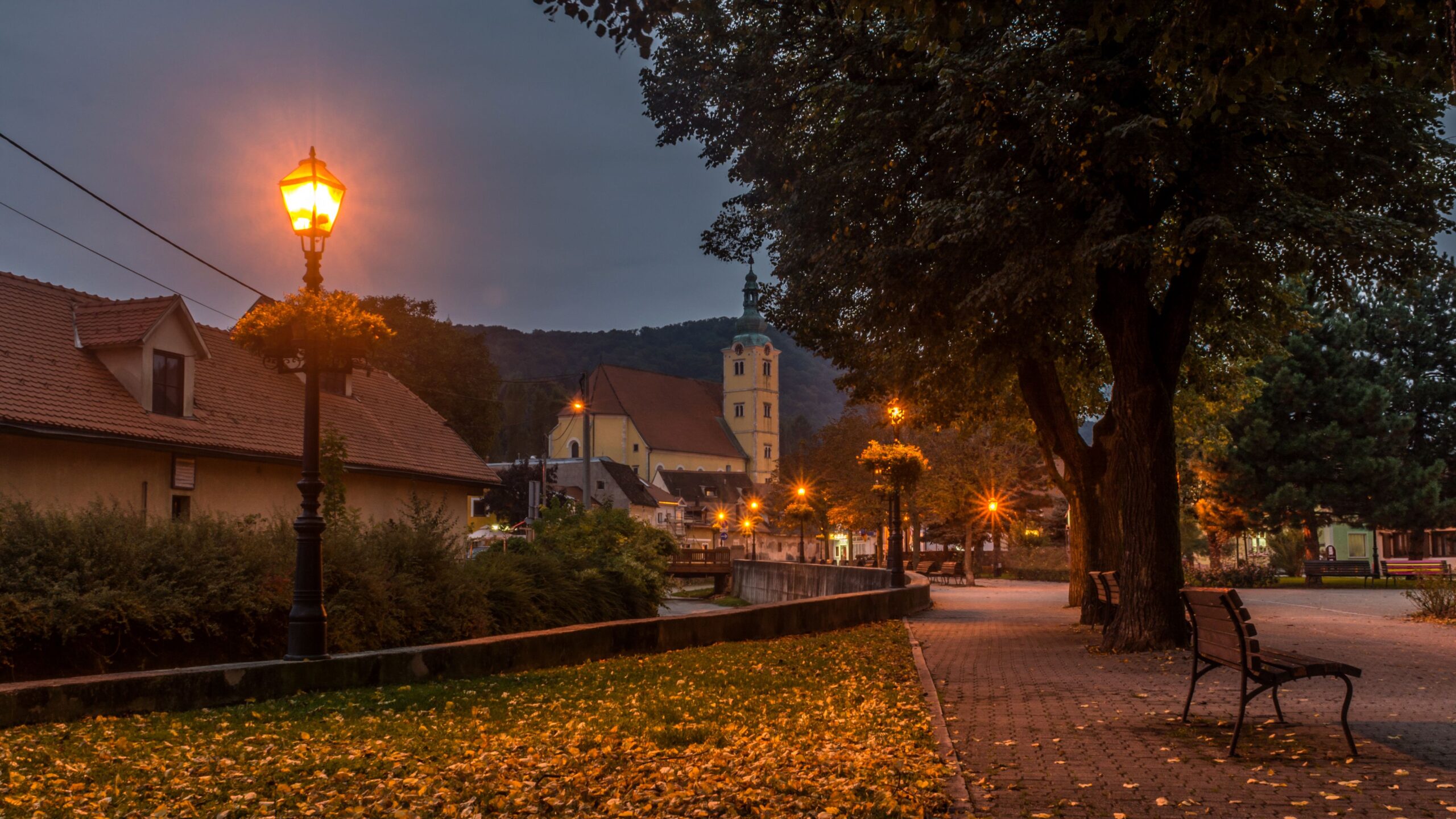 Wallpapers City of Zagreb Croatia Samobor Autumn night time