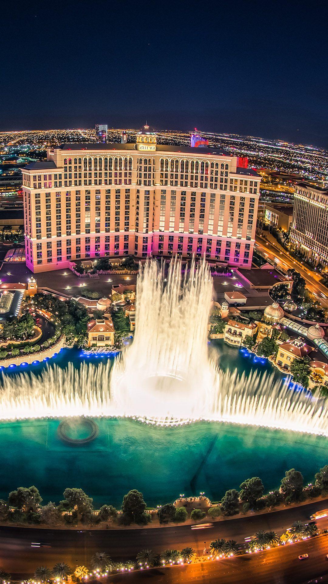 Bellagio Hotel Las Vegas Fountain Show 4K View Wallpapers