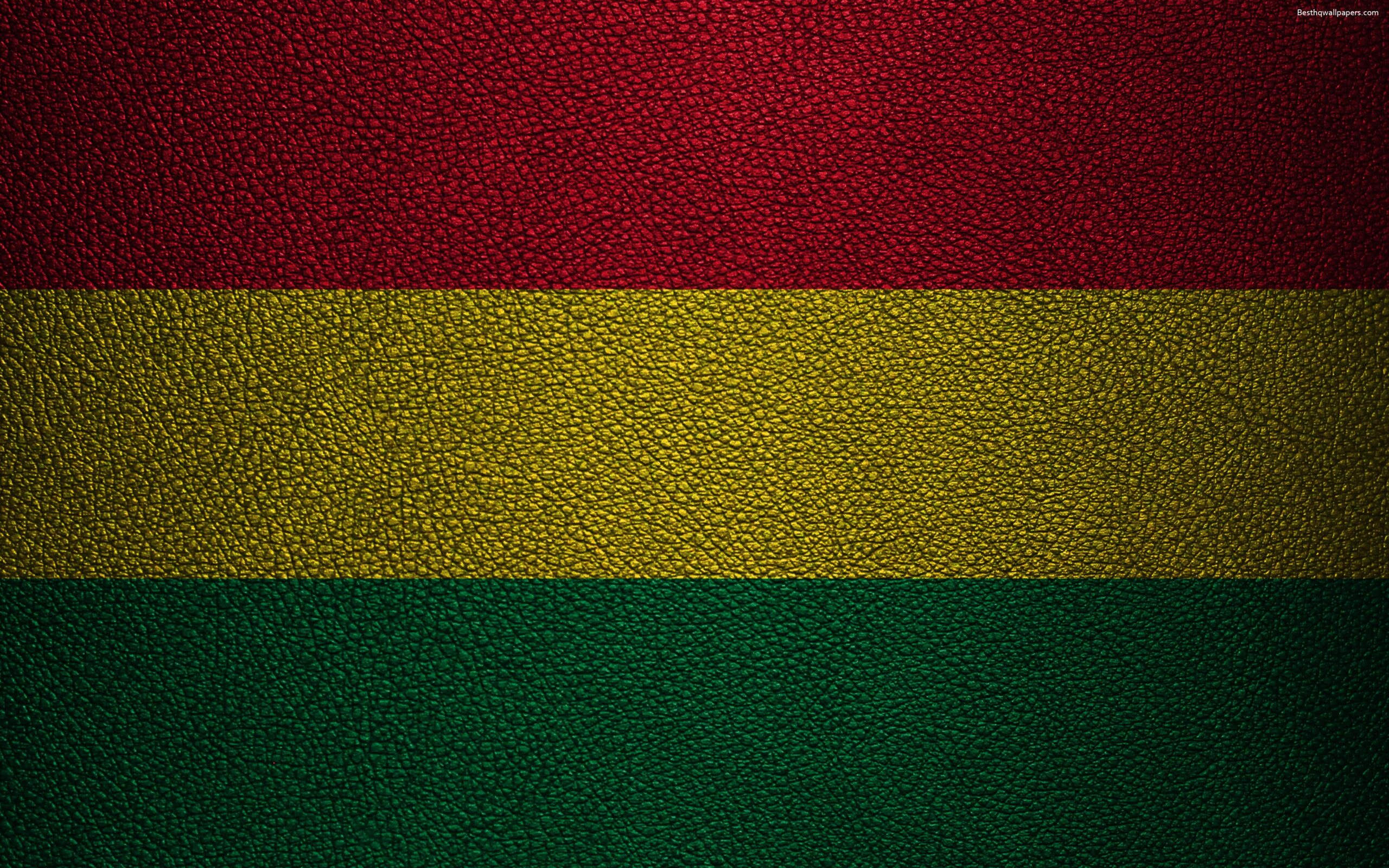 Download wallpapers Flag of Bolivia, K, leather texture, Bolivian