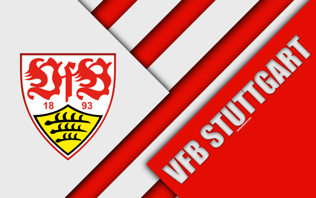 Download wallpapers VfB Stuttgart FC, k, material design, emblem