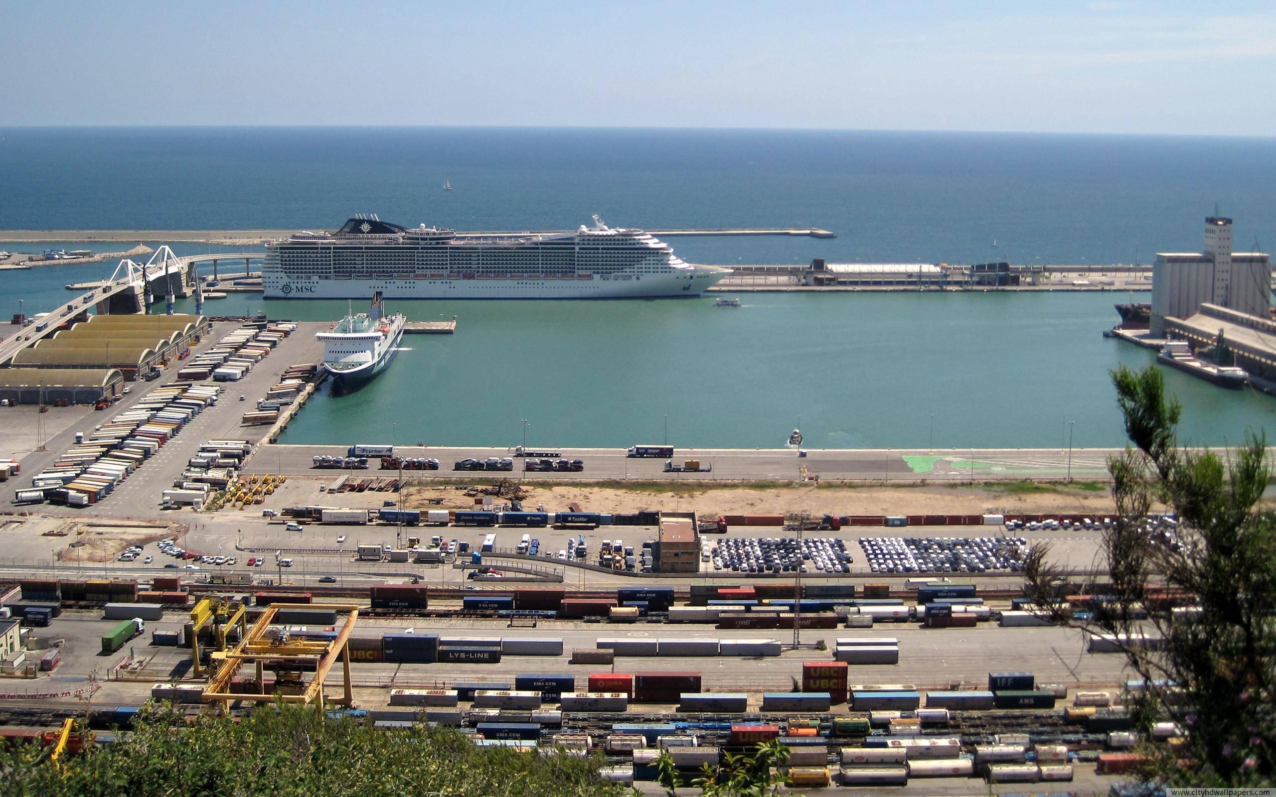 The container terminal in port of Barcelona city