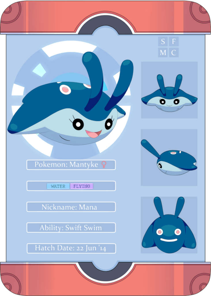 PKMNation Mana the Mantyke Reference Sheet by pixielog