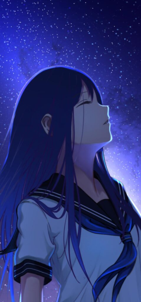 Anime Girl And Night Stars Resolution Wallpapers