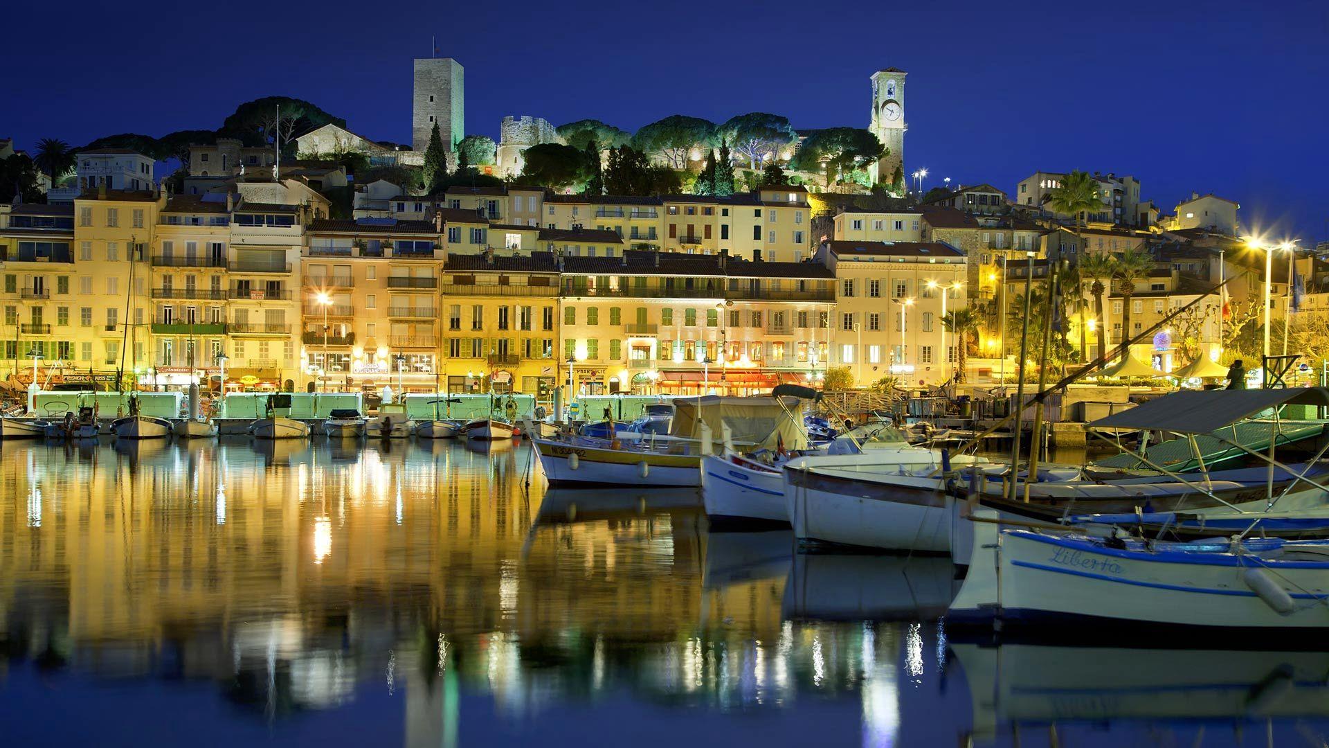 Wallpapers Alpes Maritimes, France, houses, old city, lights, Suquet