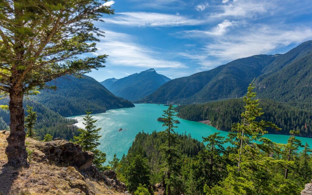 Autumn Landscape Diablo Lake Washington State Usdb Mountains