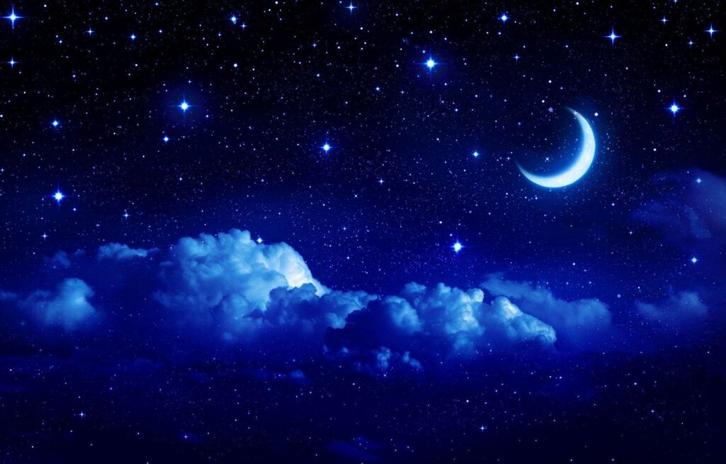 Landscape star sky moon year crescent cloud clouds night