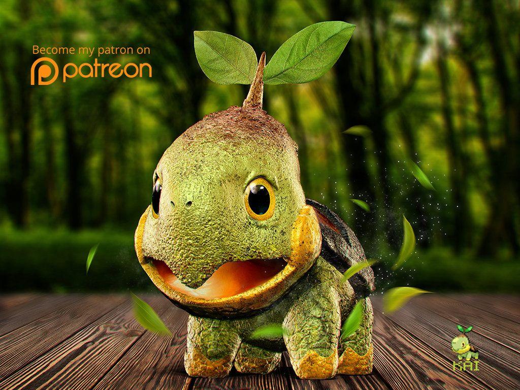 Realistic Pokemon Turtwig by KaiKiato