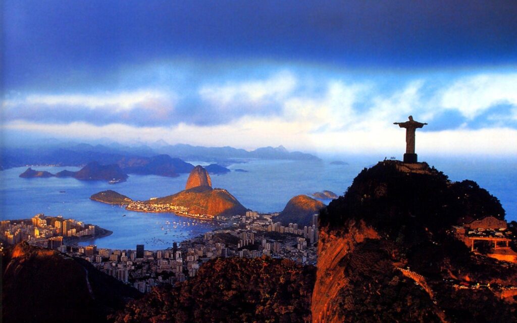 Dusk City Statue of Jesus Rio de Janeiro Brazil Wallpapers