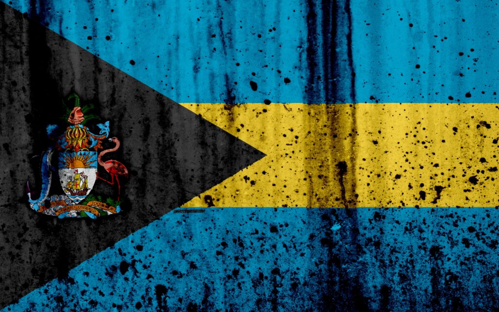 Download wallpapers Bahamian flag, k, grunge, North America, flag