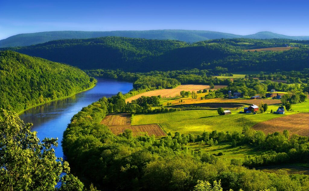 River Green Morning Beautiful Hills River Pennsylvania