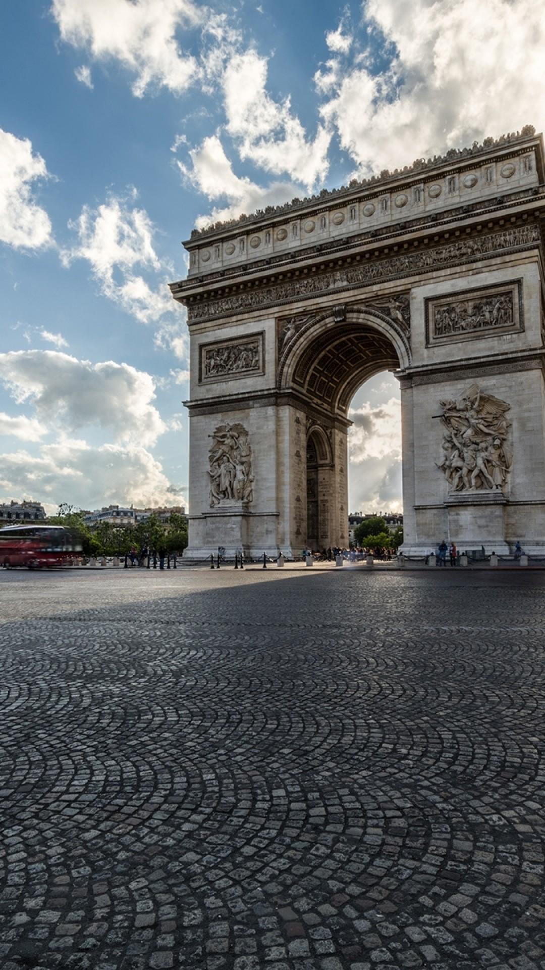 Download Arc De Triomphe, France, Paris, Sky, Clouds