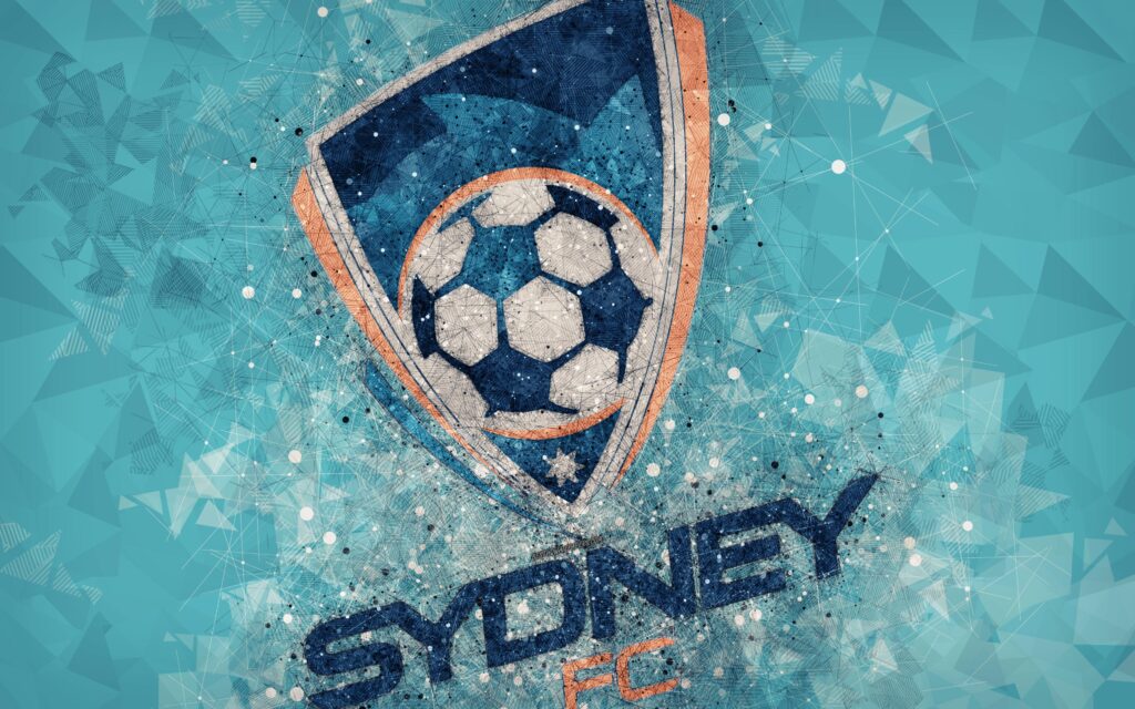 Download wallpapers Sydney FC, k, logo, geometric art, Australian