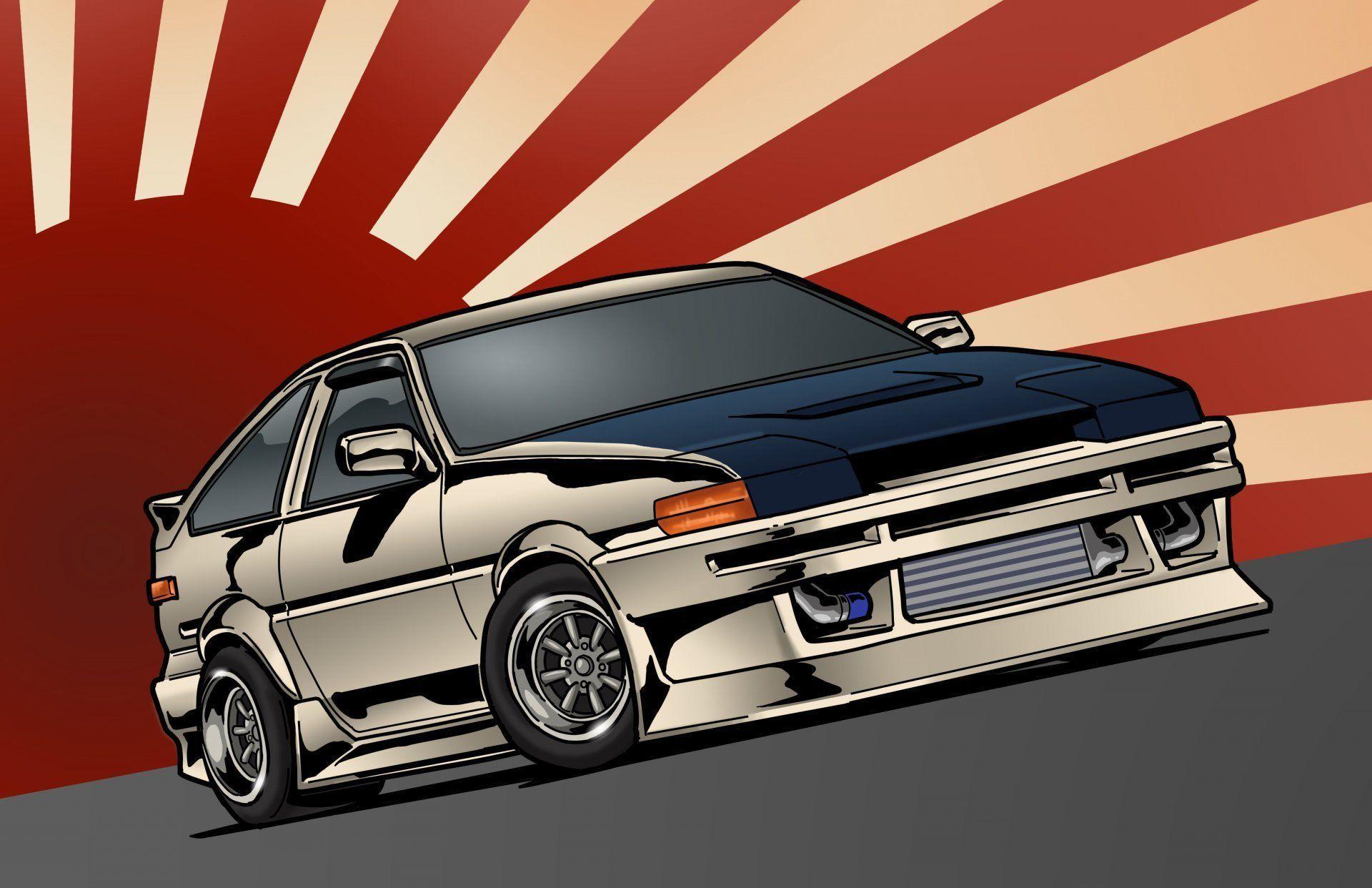 Toyota corolla ae stance jdm front toyota japan art 2K wallpapers