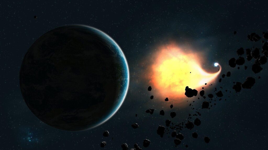Planet asteroid belt star flash light 2K wallpapers