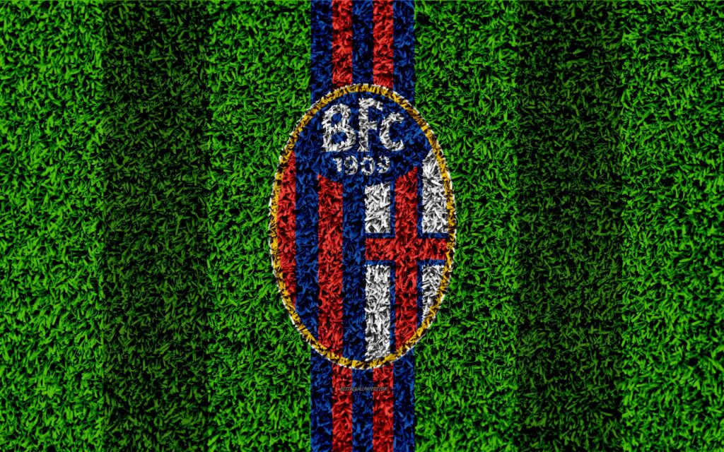 Download wallpapers Bologna FC, k, logo, football lawn, Italian