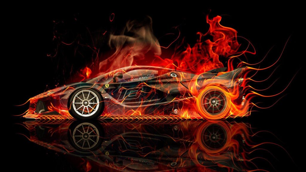 Ferrari FXX K Side Fire Abstract Car