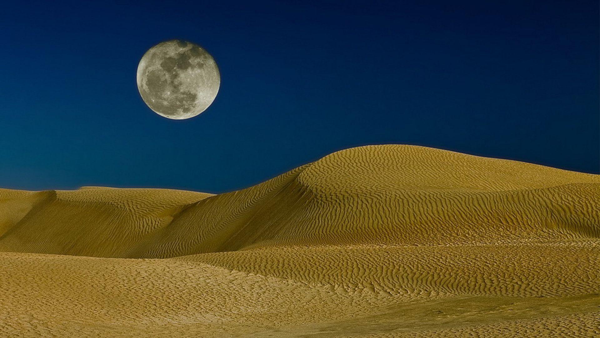 Moon over the sand dunes wallpapers and Wallpaper