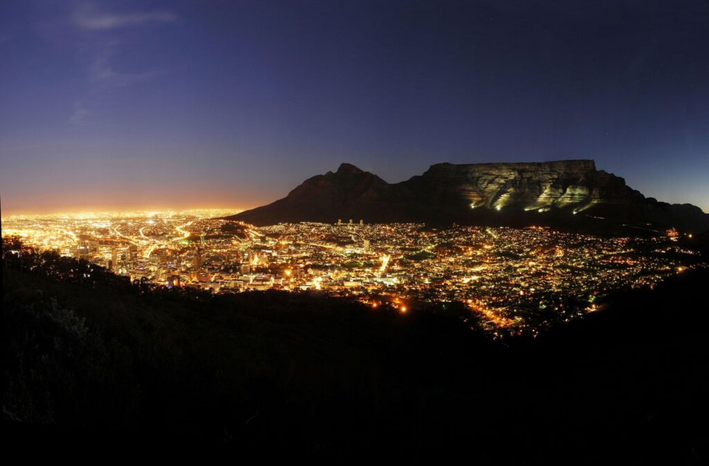 Cape town south africa at night