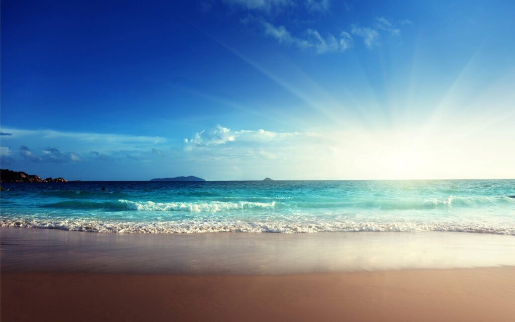 Sunshine emerald beach sand blue sea wallpapers