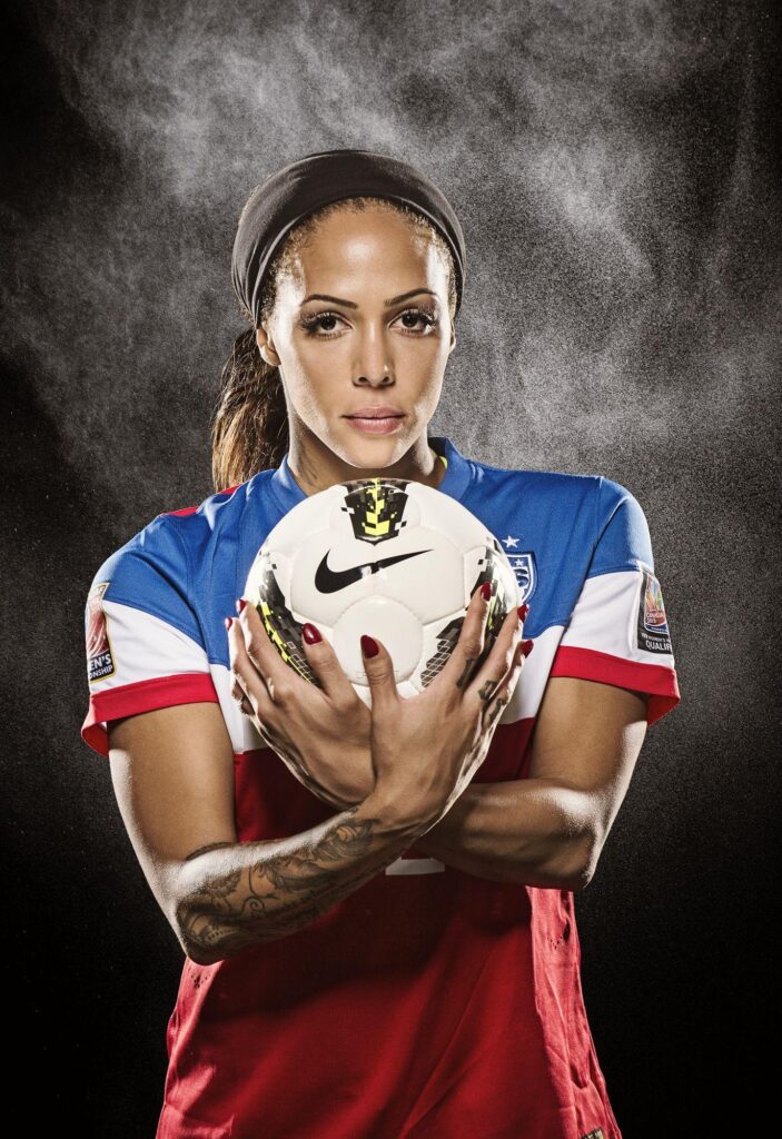 Portrait of Sydney Leroux of the US Women’s Soccer team and gold