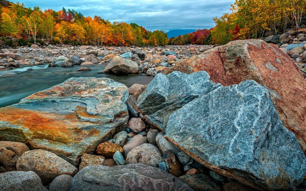 Autumn In The New Hampshire River Pemigewuasset Desk 4K Wallpapers Hd
