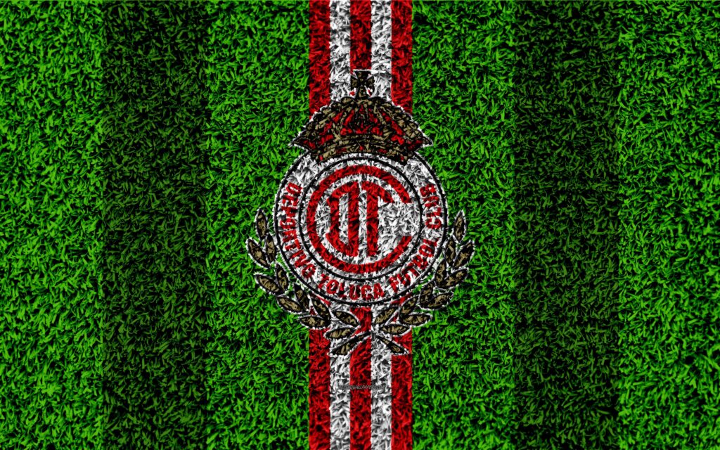 Download wallpapers Deportivo Toluca FC, k, football lawn, logo