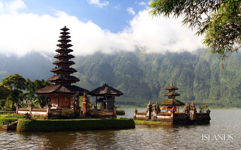 Temple on a backgrounds of mountains in Bali wallpapers and Wallpaper