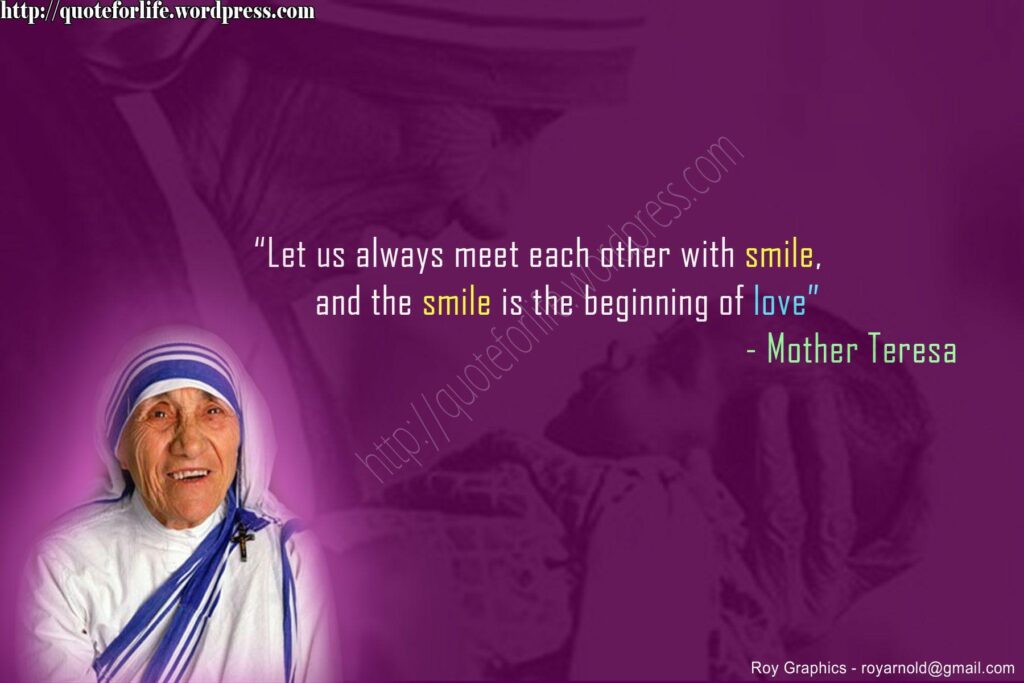 Christian Quote Smile By Mother Teresa Wallpapers