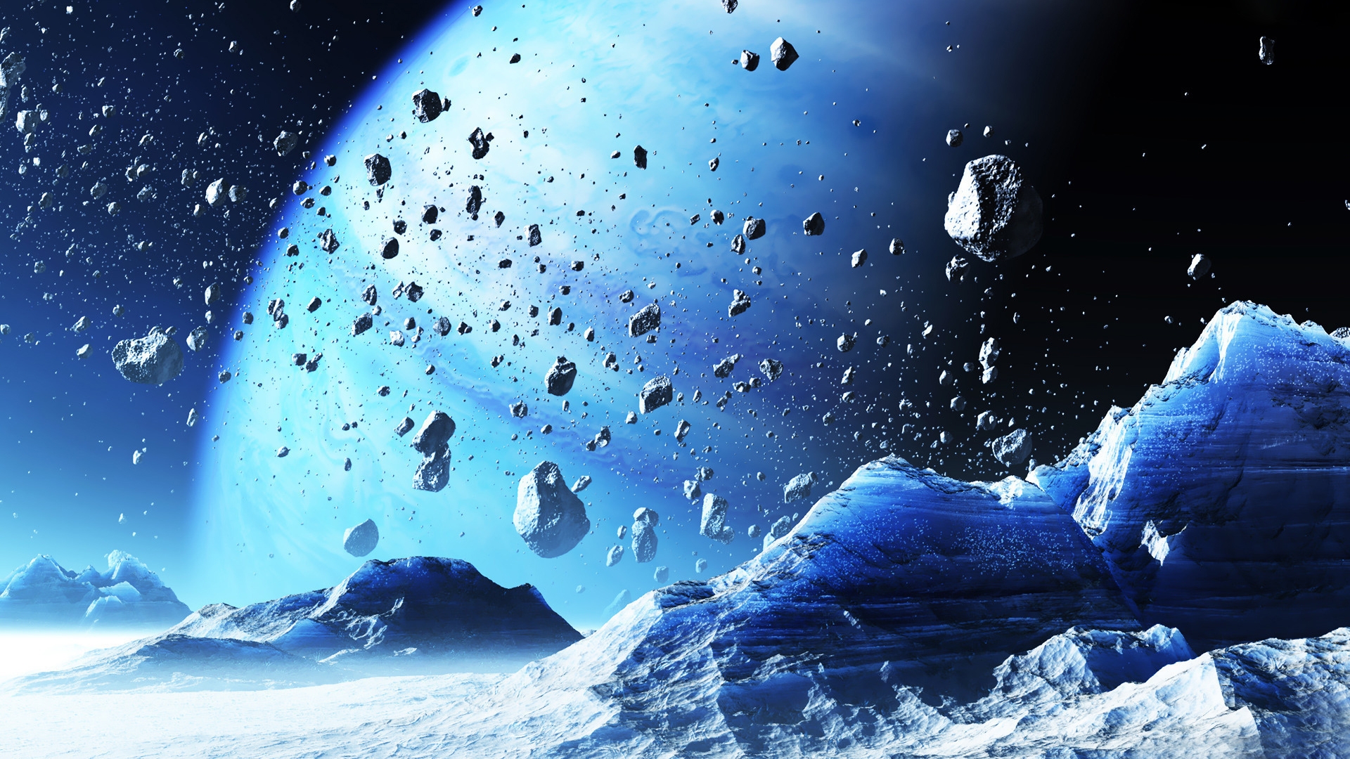 2K Wallpapers asteroid belt gas giant ice, Desk 4K Backgrounds