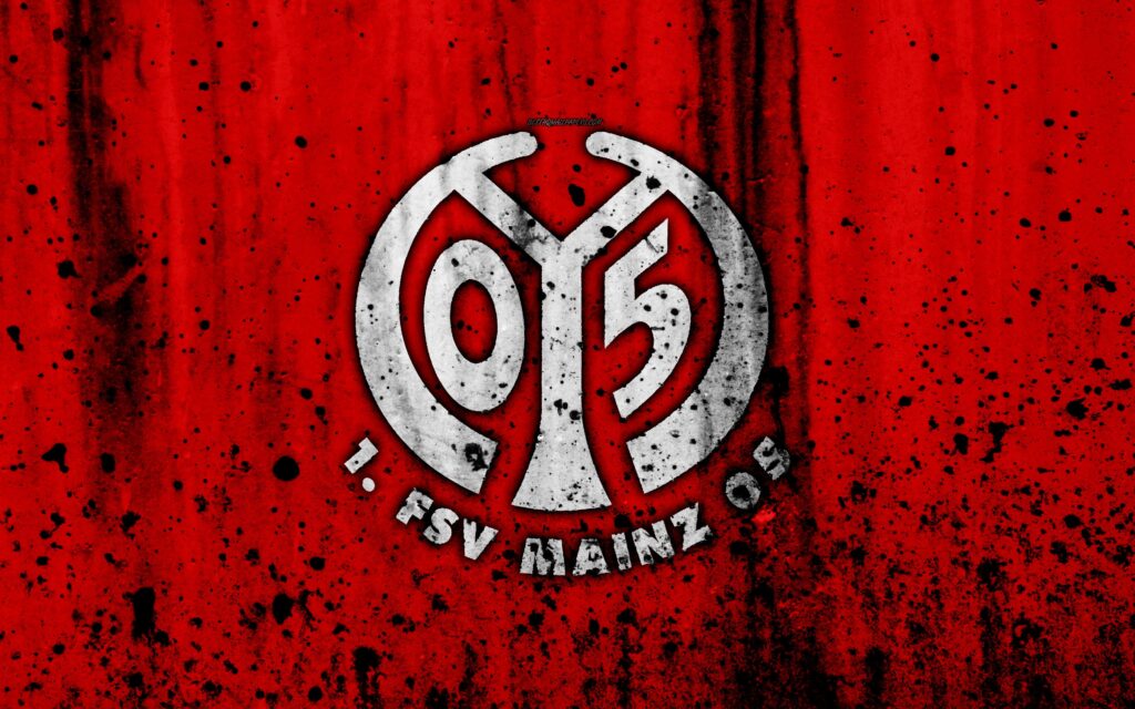 Download wallpapers FC Mainz , k, logo, Bundesliga, stone texture