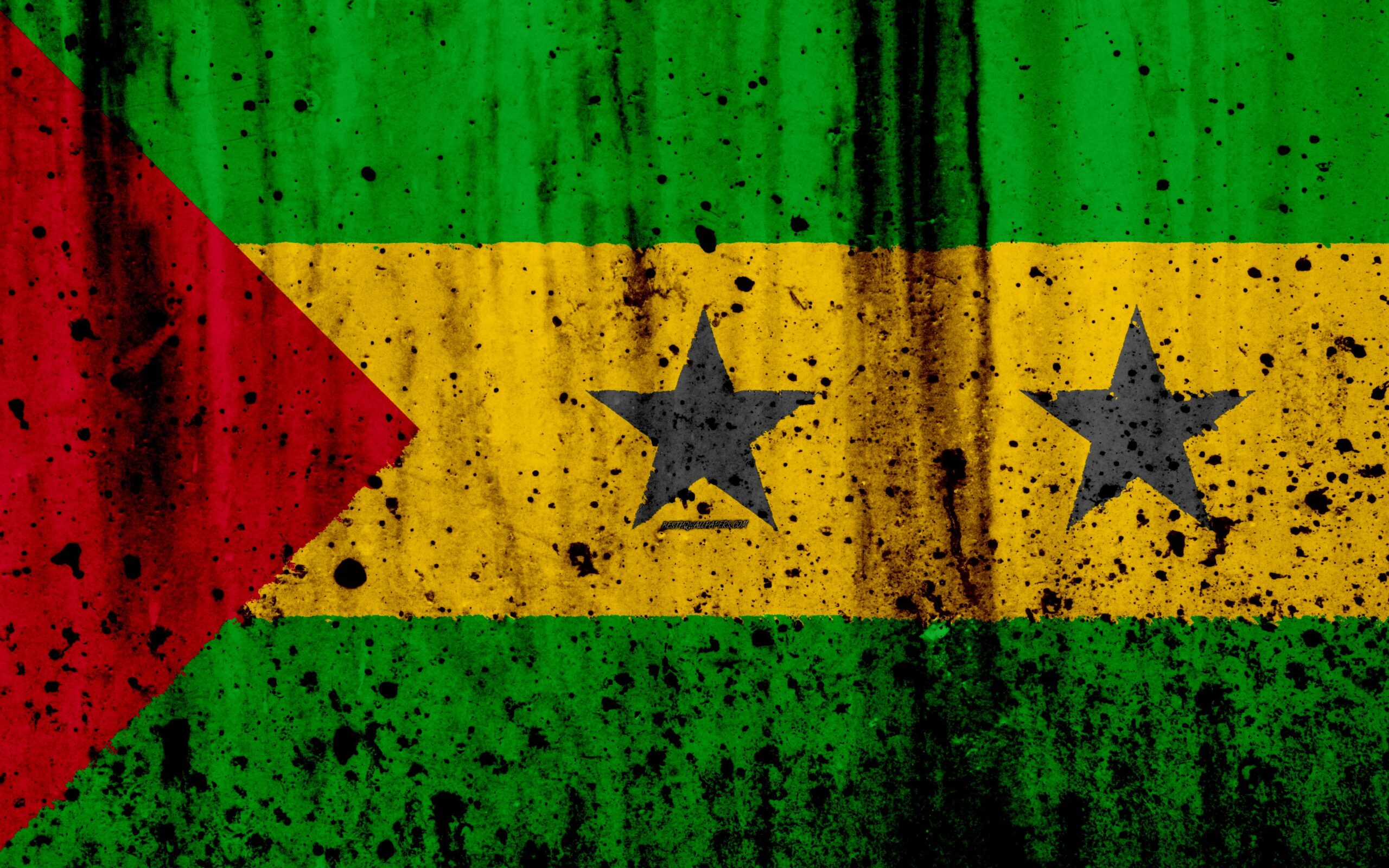 Download wallpapers Sao Tome and Principe flag, k, grunge, flag of