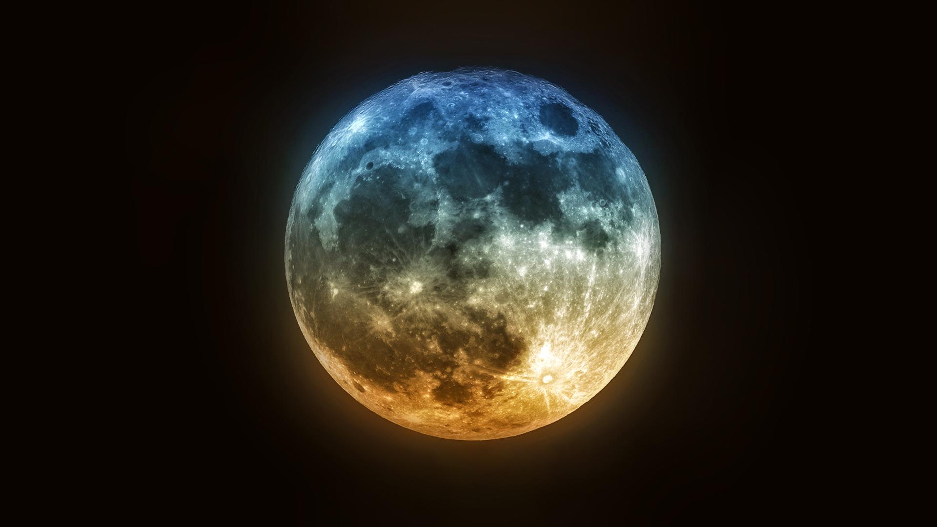 Blue And Red Moon Wallpapers Photos free 2K Download