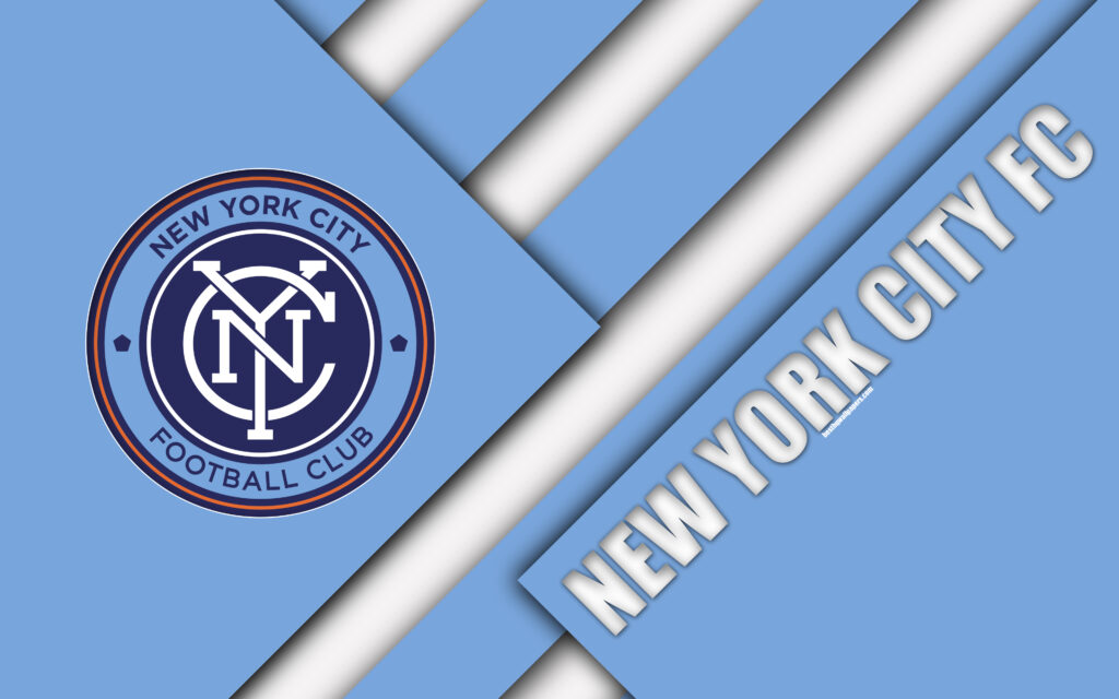 Download wallpapers New York City FC, material design, k, logo